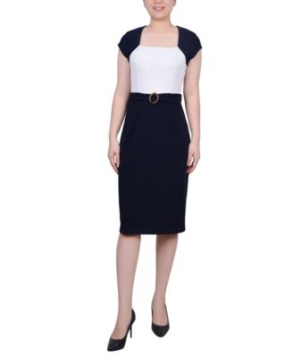 Women's 3/4 Sleeve Colorblocked Dress, 2 Piece Set