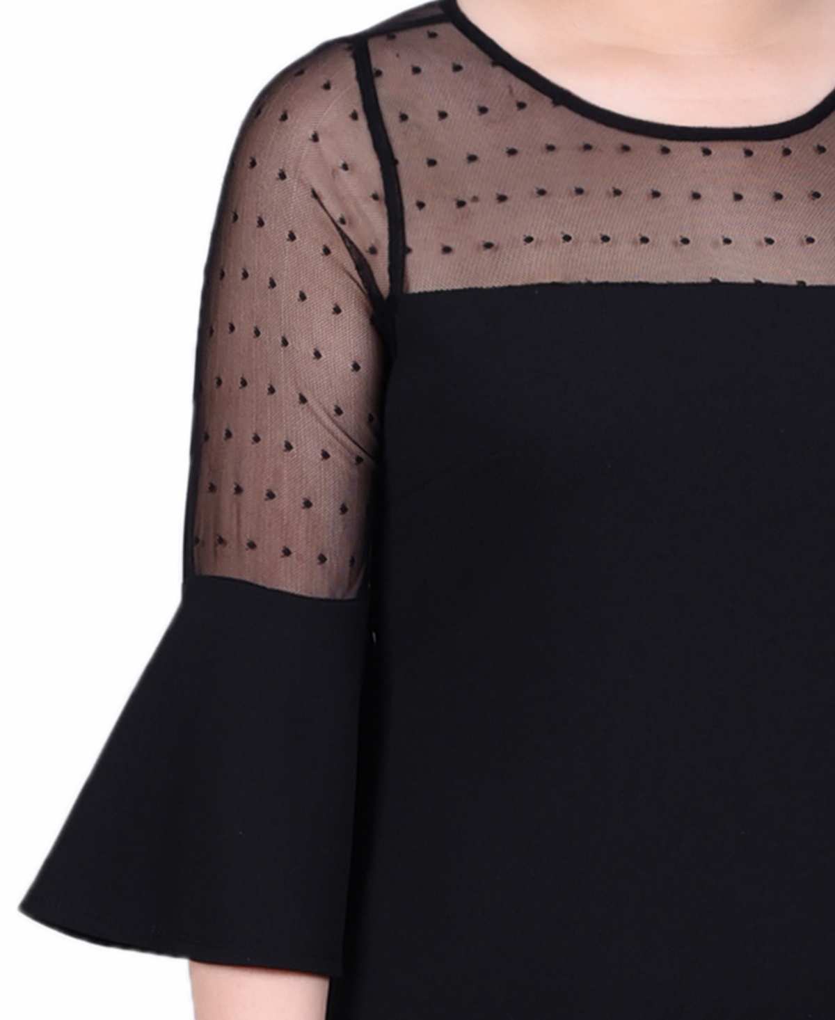 Ny Collection Women's Illusion Neck Scuba Dress In Black