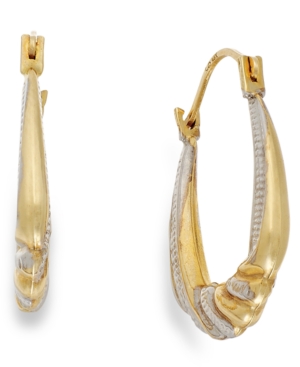 image of Two-Tone Shrimp Hoop Earrings in 10k Gold