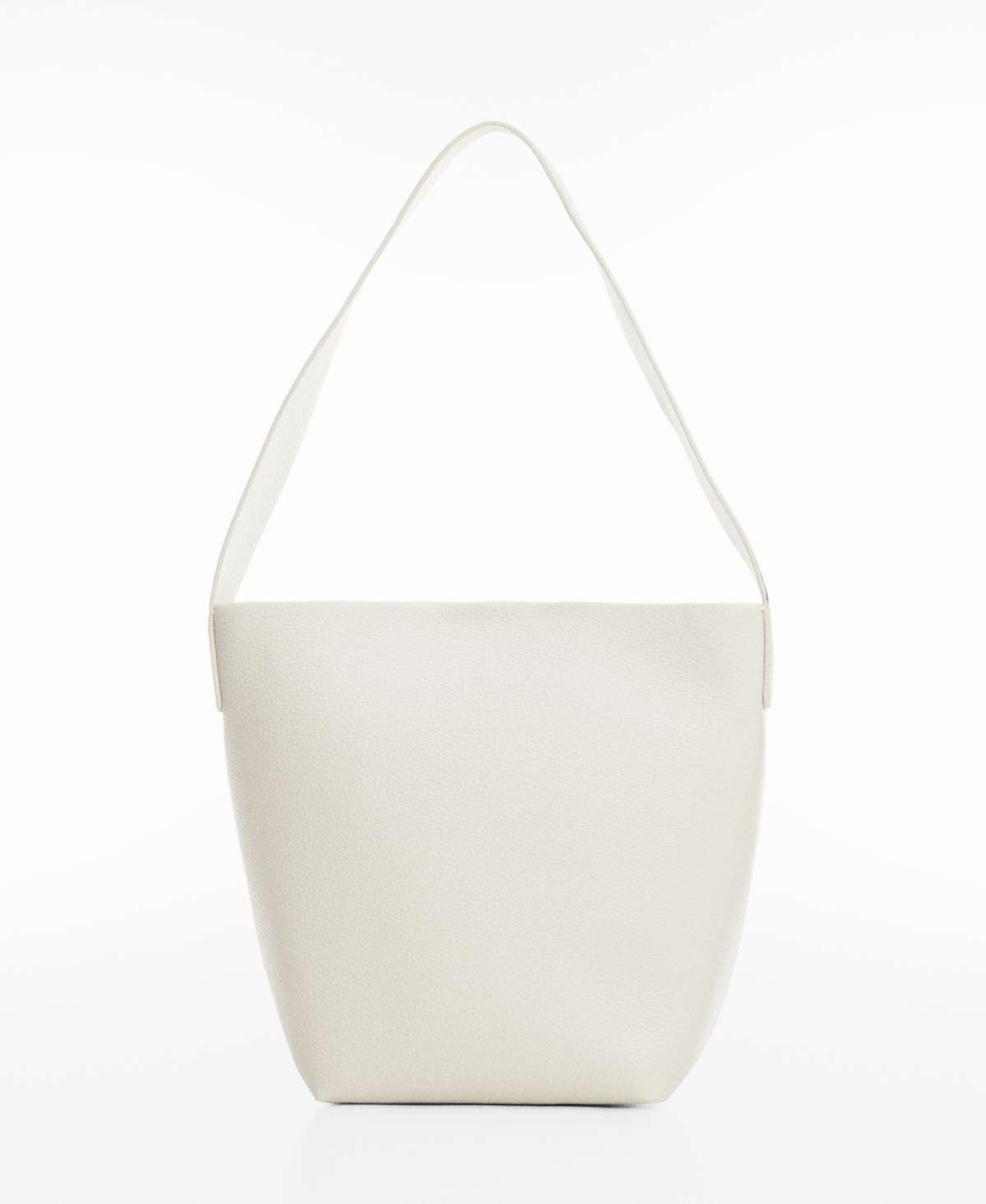 Shop Mango Women's Leather Effect Bucket Bag In Off White