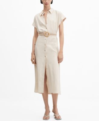 mango belt cotton dress MANGO Women's Belt Shirt Dress