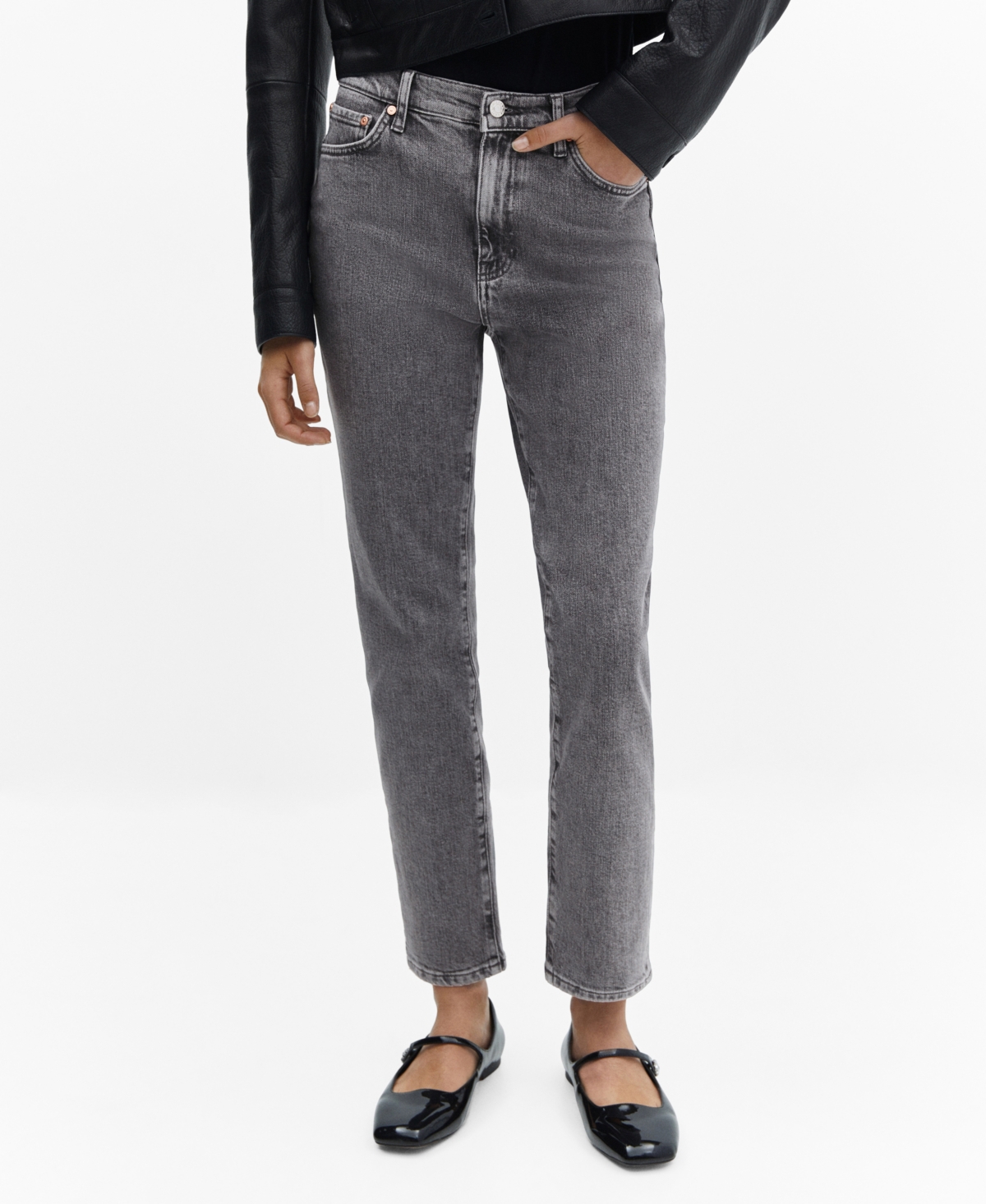 Mango Women's Slim Cropped Jeans In Open Gray
