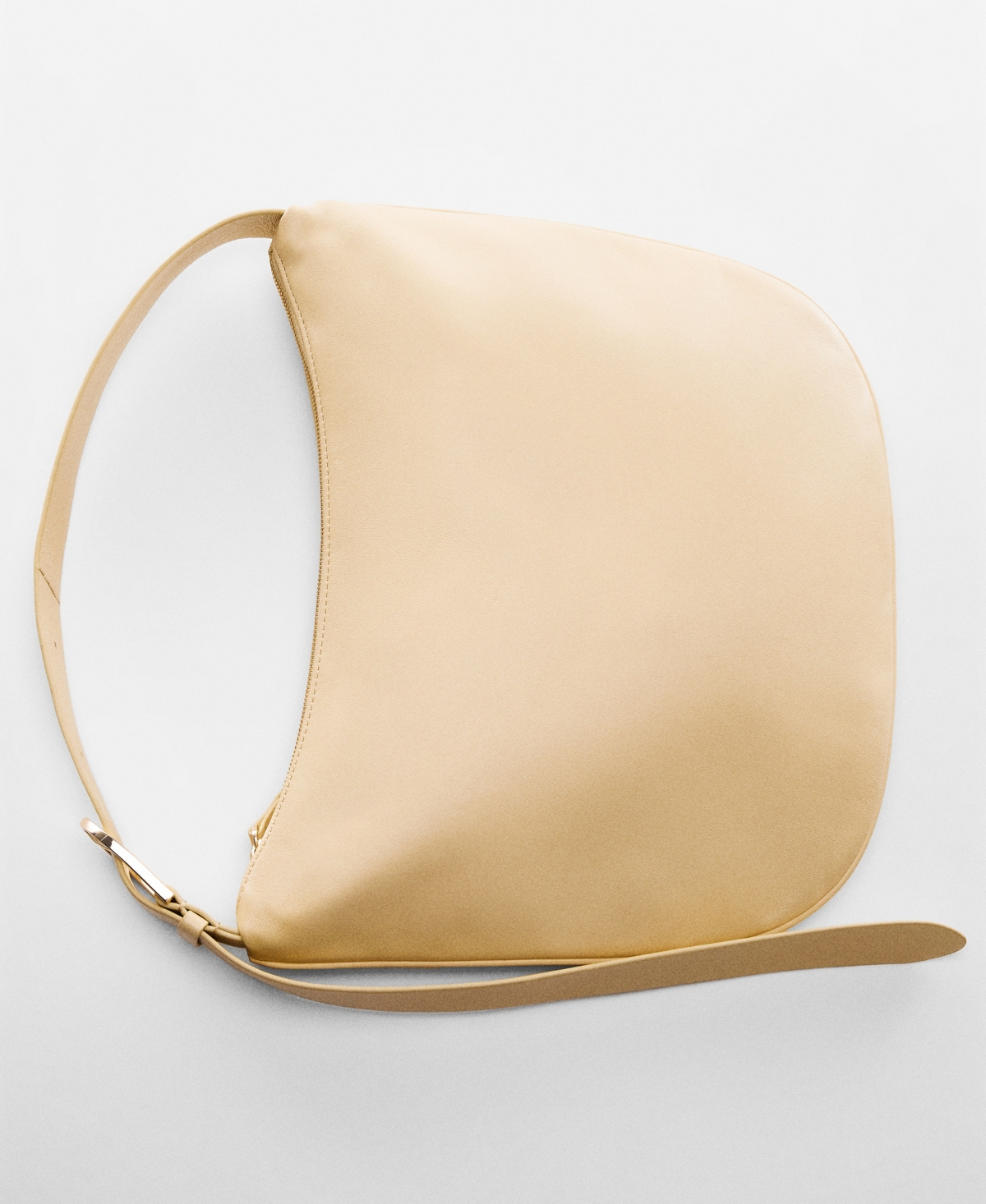 Shop Mango Women's Leather Shoulder Bag In Vanilla