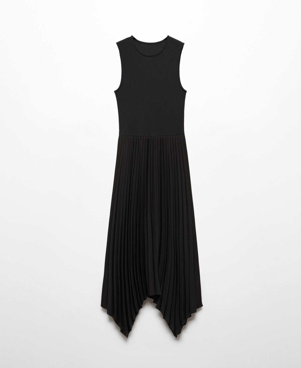 Shop Mango Women's Asymmetrical Pleated Dress In Black