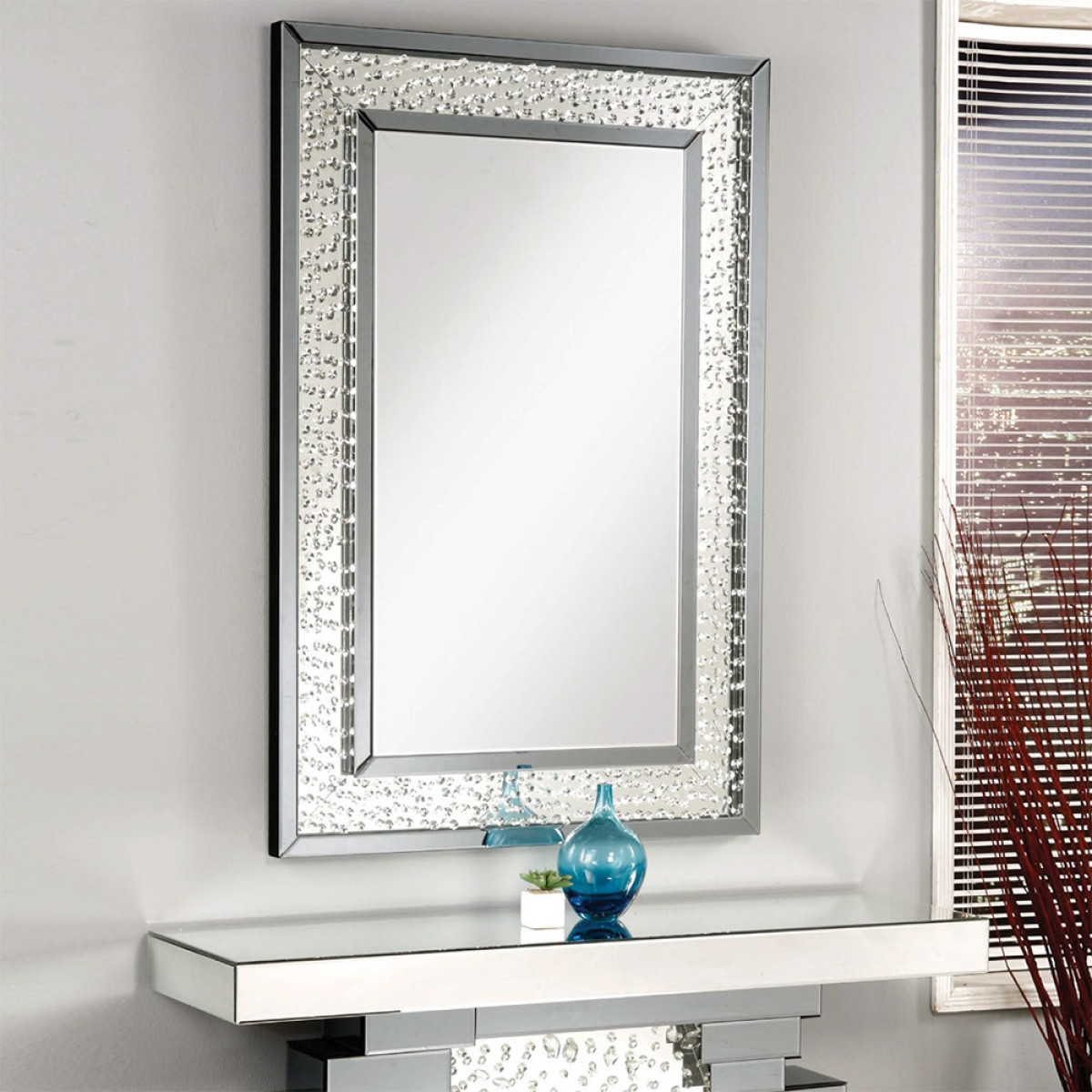Nysa Wall Decor In Mirrored & Faux Crystals - Silver