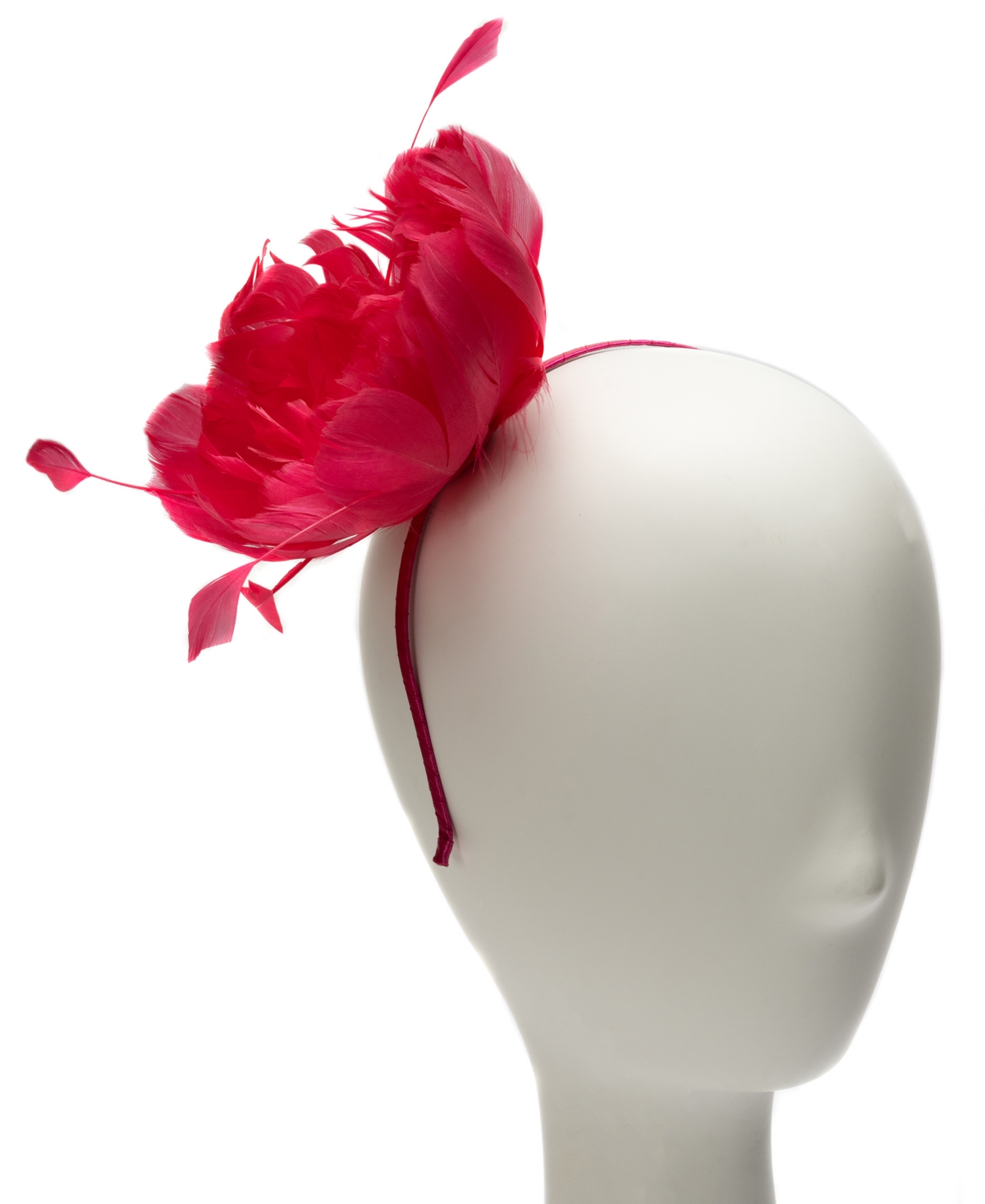 Women's Large Flower & Feather Fascinator - Hot Pink