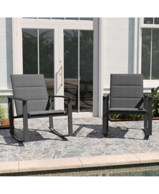 Brevyn Set Of 2 Flex Comfort Outdoor Rocking Chairs With Steel Frames