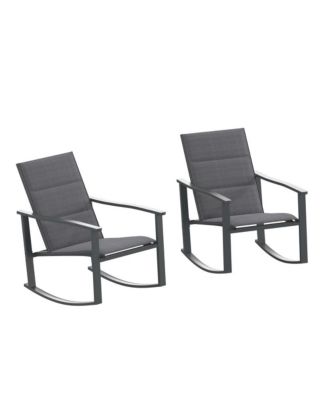 Brevyn Set Of 2 Flex Comfort Outdoor Rocking Chairs With Steel Frames