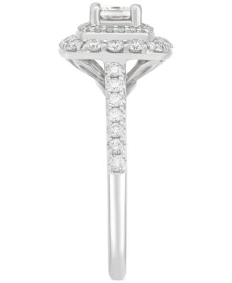 Diamond Princess Double Halo Engagement Ring (1 ct. t.w.) in 14k White Gold