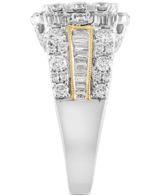 EFFY&reg; Emerald Shaped Halo Cluster Ring (2-1/3 ct. t.w.) in 14k Two-Tone Gold