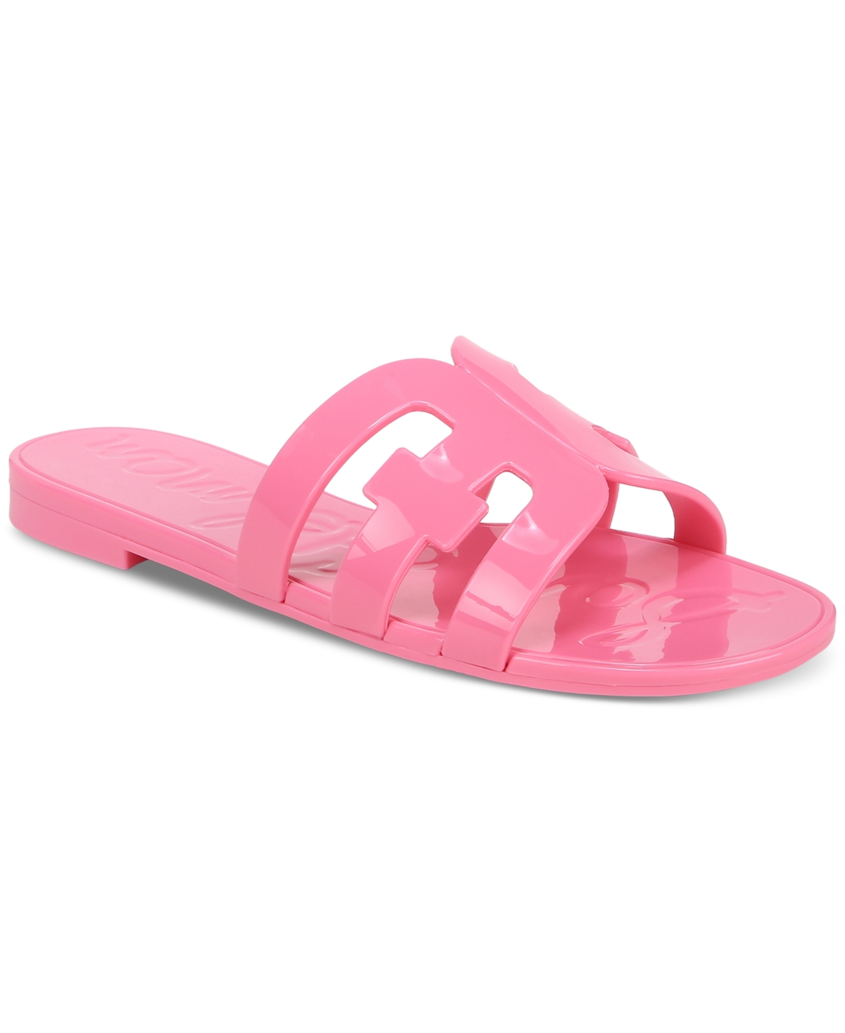 Shop Sam Edelman Women's Bay Logo Emblem Jelly Slide Sandals In Flamingo Pink