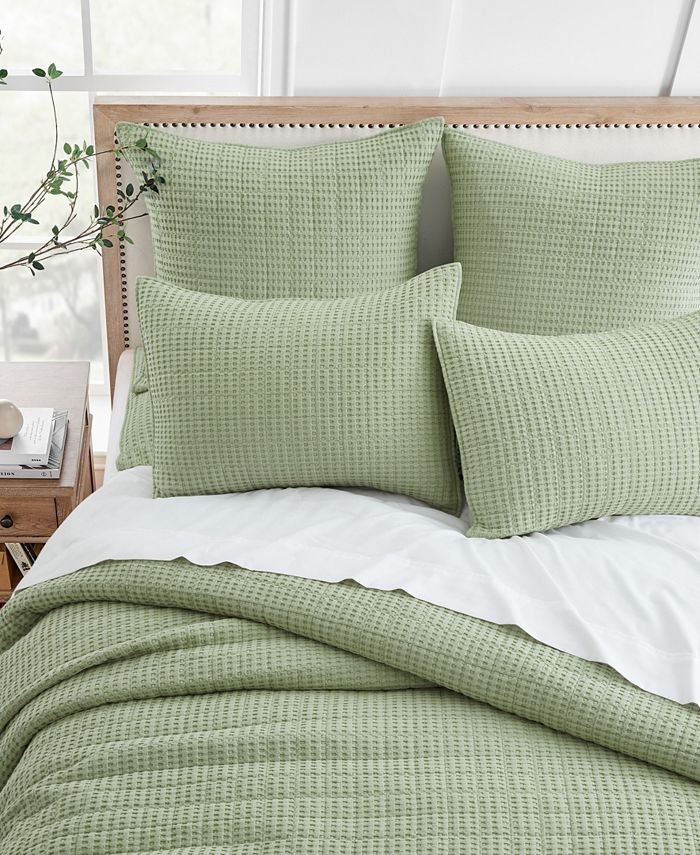 Levtex Home Mills Waffle Bedspread Set - Twin Size, Forest Green Cotton Reversible Quilt With Sham - View #8