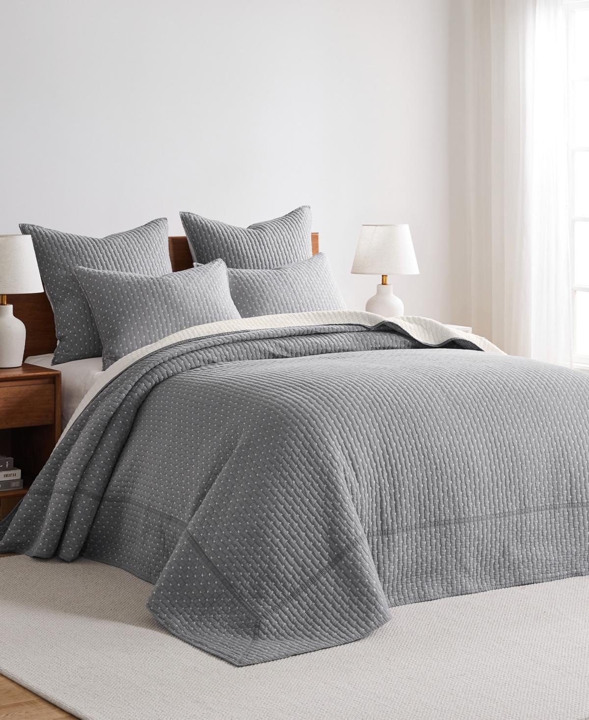 Levtex Cross Stitch Stitching 2-pc. Bedspread Set, Twin/twin Xl In Ochre