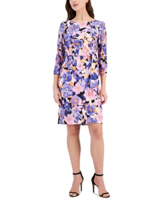 Tahari ASL - Women's Floral-Print Ruched Sheath Dress