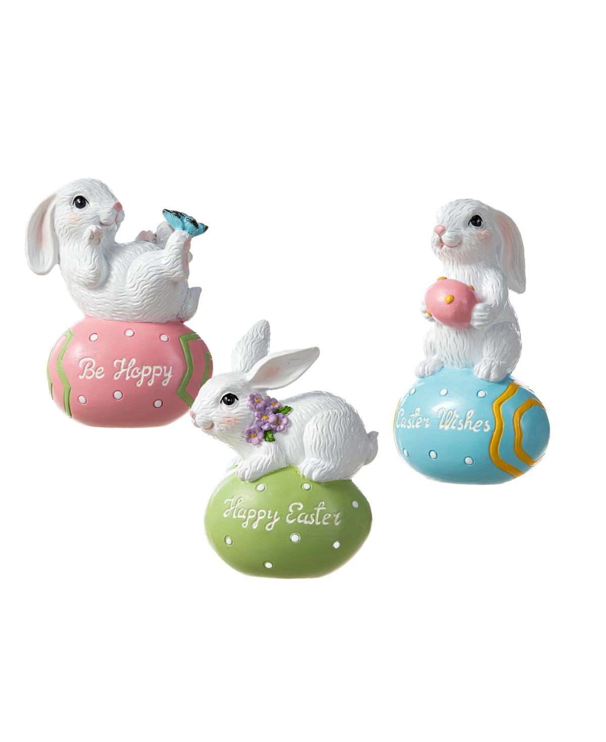 Glitzhome 4.5" H Easter Resin Bunny Table Decor, Set Of 3 In Multi