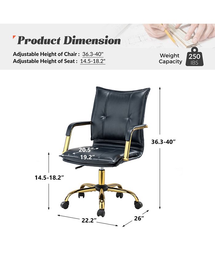 Hulala Home Home Office Desk Chair with Golden Legs Macy's