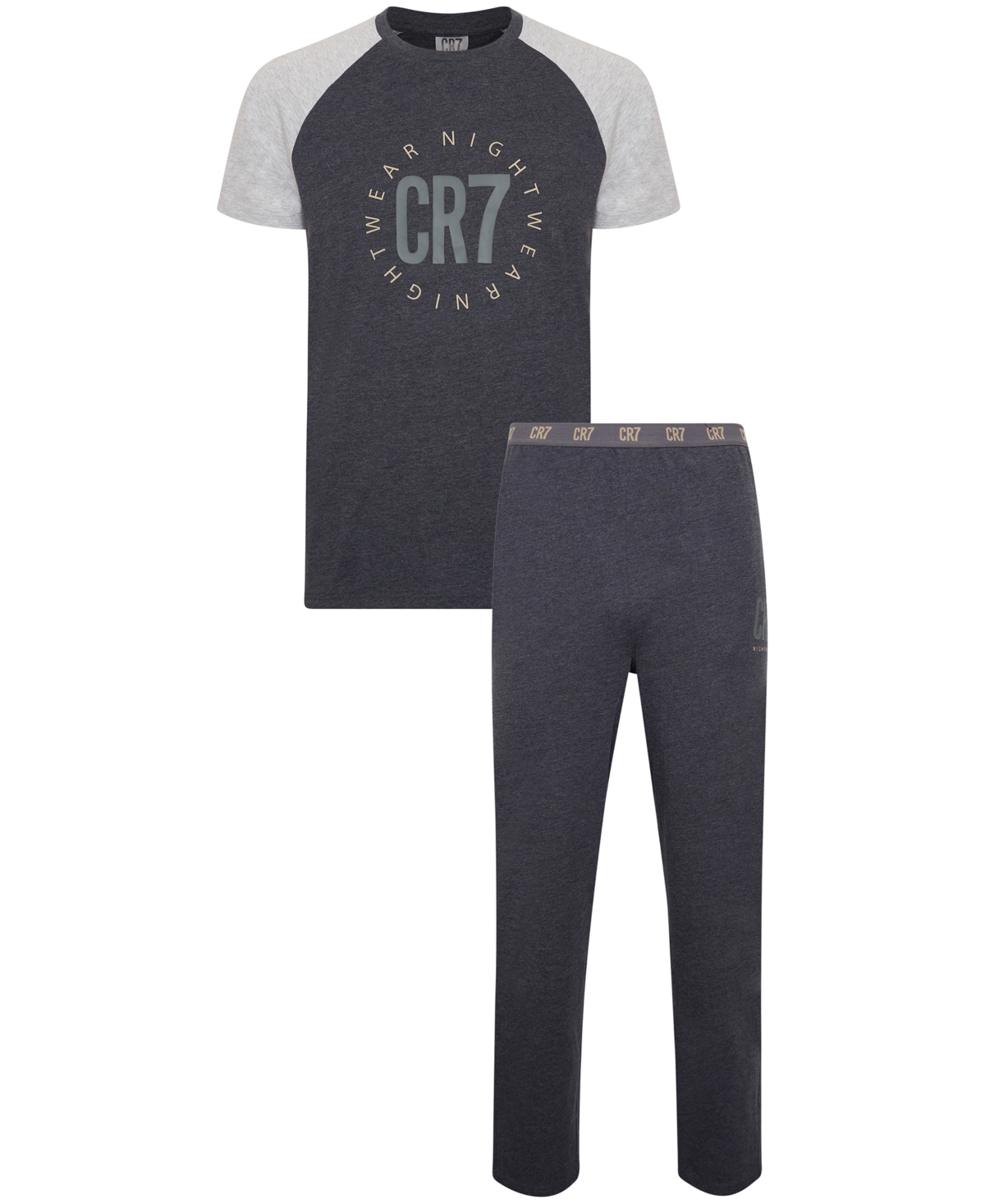 Men's 100% Cotton Loungewear Pants Set - Light Gray, Dark Gray