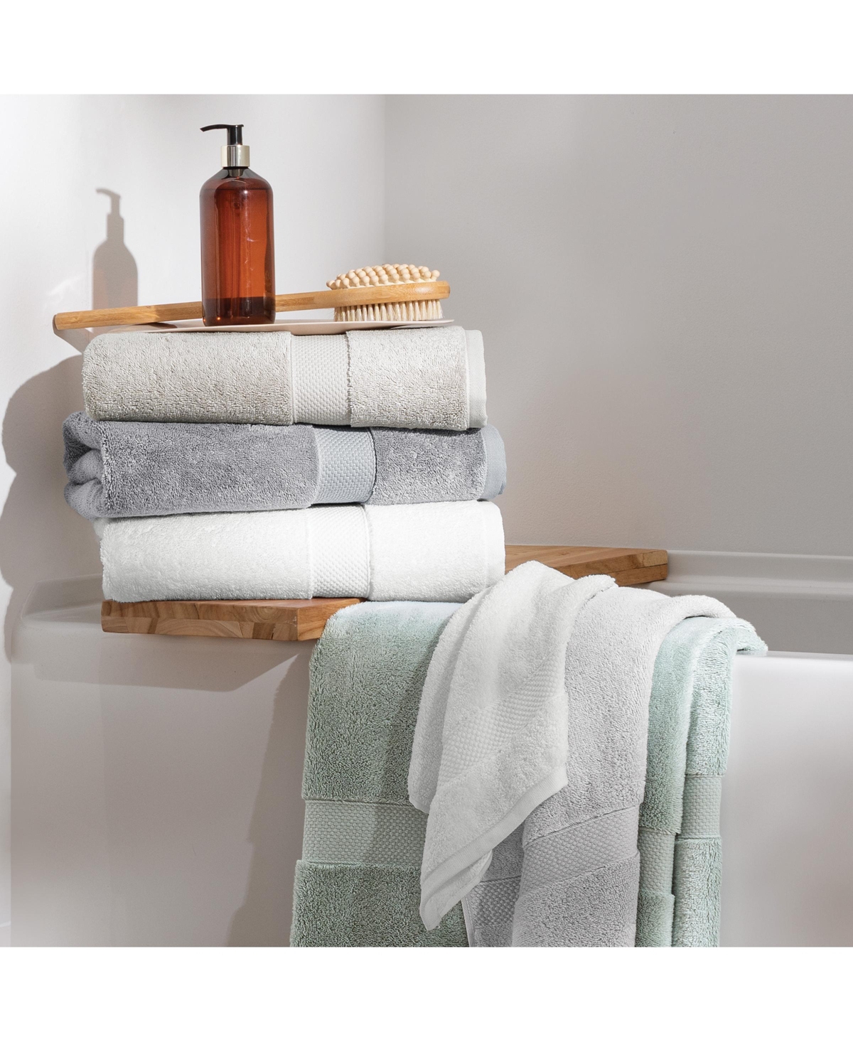 Aston and Arden Aston & Arden Egyptian Cotton Luxury Towels (Pack of 2), 600GSM, Seven Color Options, Jacquard Dobby Border, 30x54 - Porcelain wh