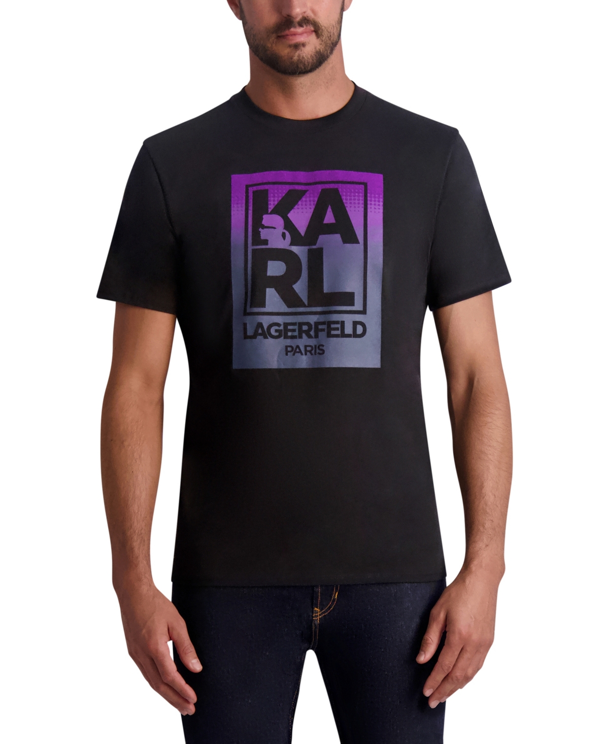 Karl Lagerfeld Men's  Ombre Squared Graphic T-shirt In Black