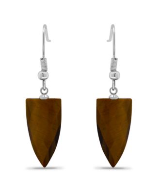 Silver Plated Multi Genuine Stone Drop Earrings