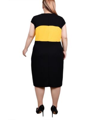Plus Size 3/4 Sleeve Colorblocked Dress, 2 Piece Set