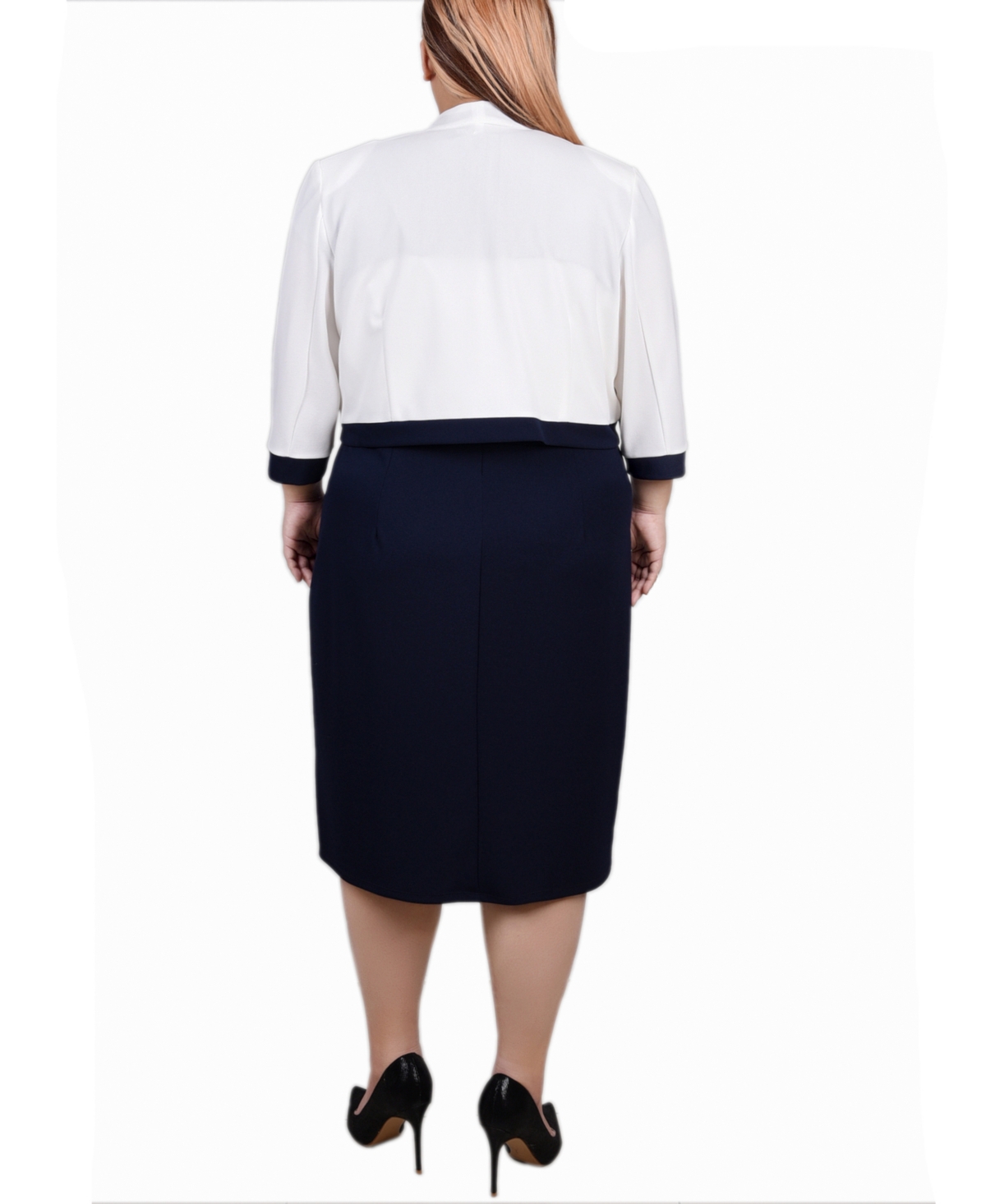 Ny Collection Plus 3/4 Sleeve Colorblocked Dress, 2 Piece Set