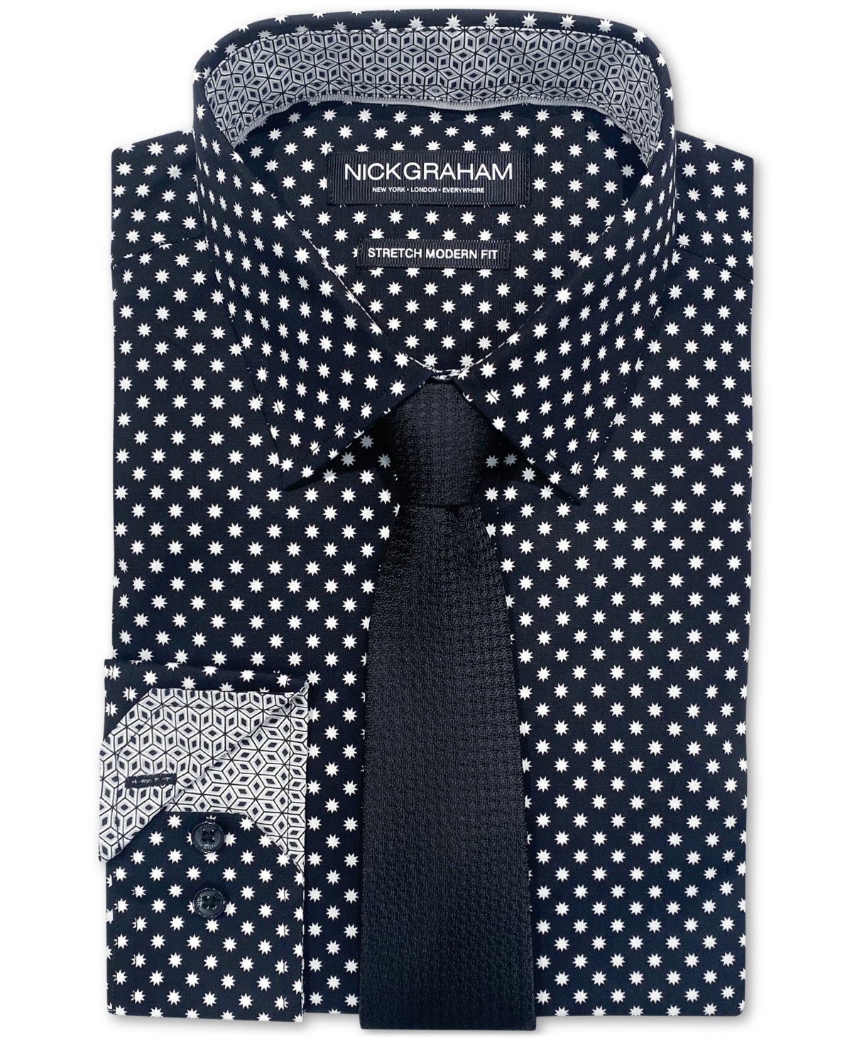 Men's Big Dipper Stars Dress Shirt & Tie Set - Black