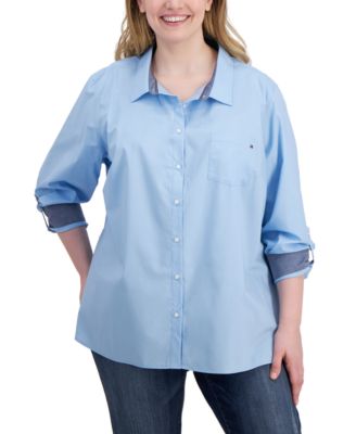 Tommy Hilfiger - Plus Size Cotton Roll-Tab Shirt