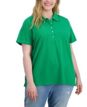 Plus size green polo shirt online