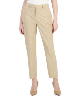 Tahari ASL - Women's Plaid Straight Mid-Rise Pants