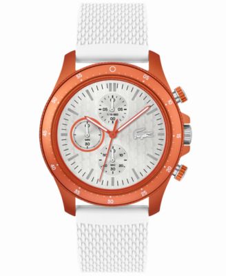 Lacoste Men's Neoheritage Chronograph White Silicone Strap Watch 42mm ...