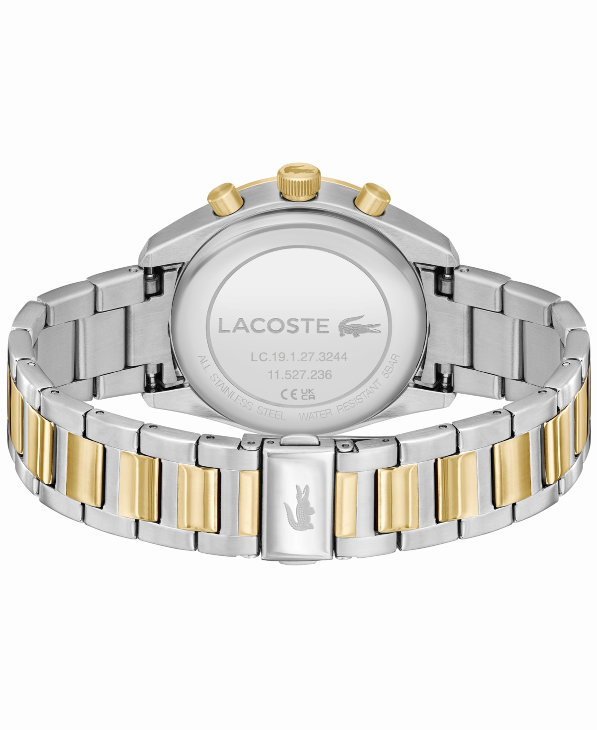 Shop Lacoste Men's Boston Chronograph Two-tone Stainless Steel Bracelet Watch 42mm