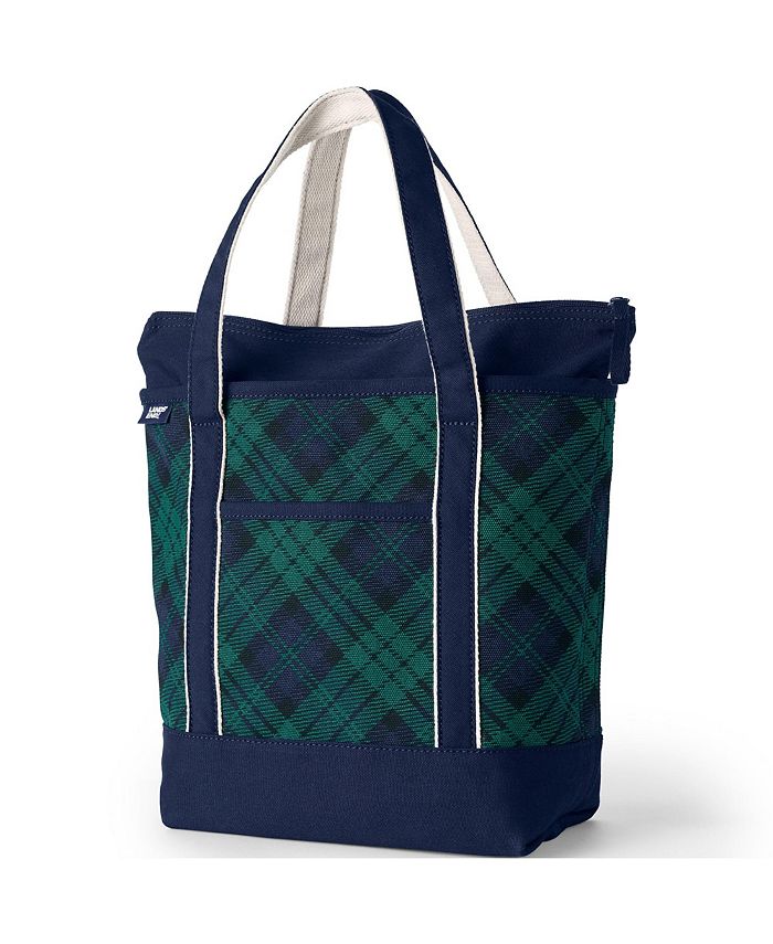 Lands End Medium Print 5 Pocket Zip Top Canvas Tote Bag Macy s