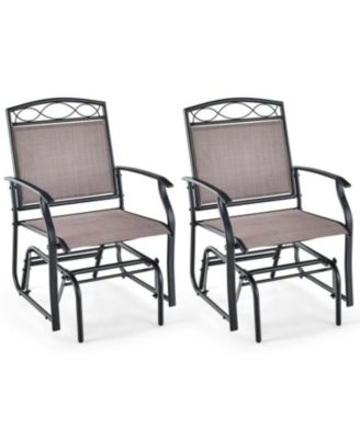 Outdoor Gliding Loveseat Chair with Tempered Glass Coffee Table-2 Pieces