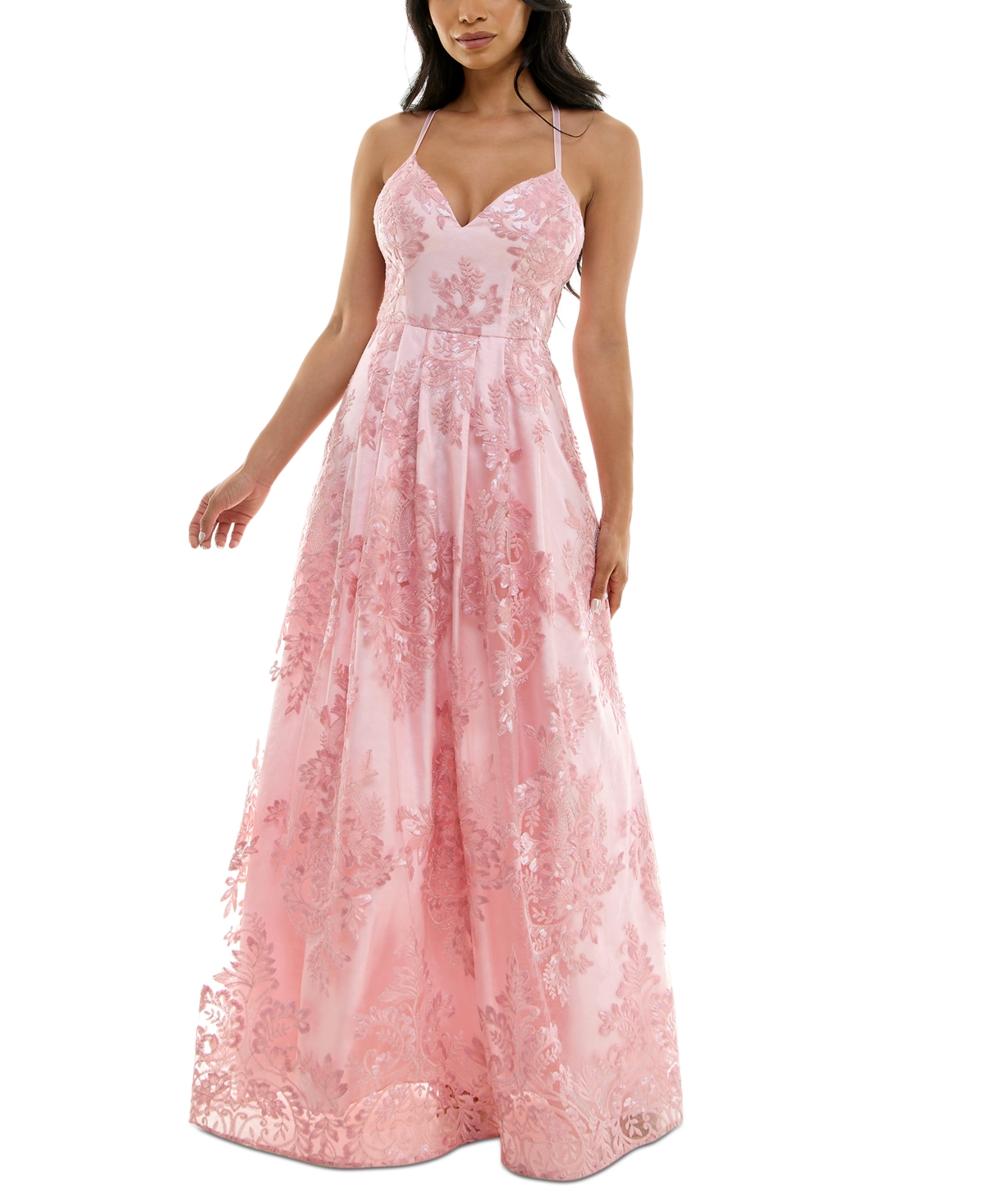 Shop Bcx Juniors' Embellished Sweetheart-neck Gown, Created For Macy's In Pink