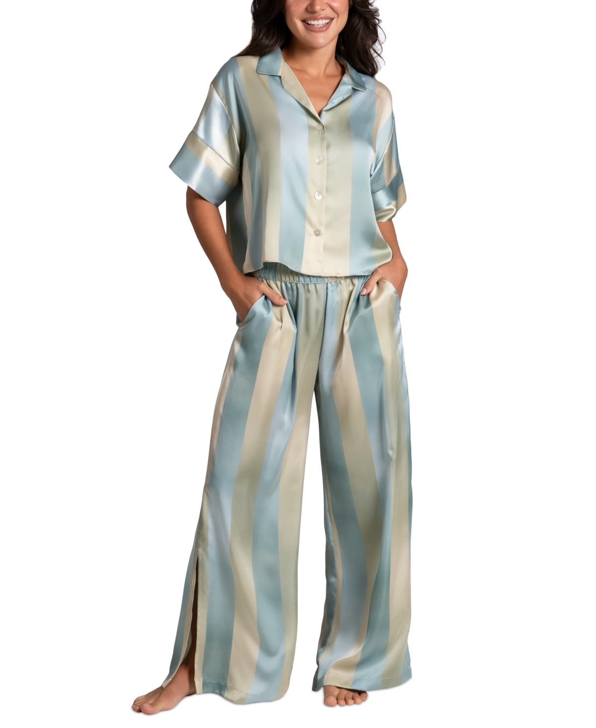 Women's 2-Pc. Joplin Satin Pajamas Set - Navy