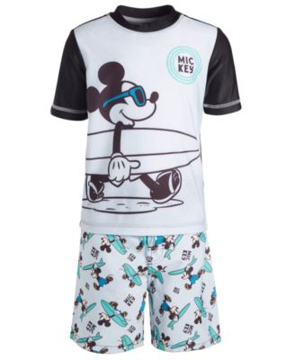Mickey Mouse - Toddler Boys Rash Guard and Swim Trunks, 2 Piece Set
