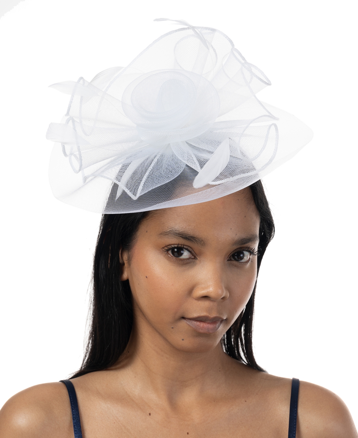 Bellissima Millinery Collection Women's Rosette & Feather Fascinator In White