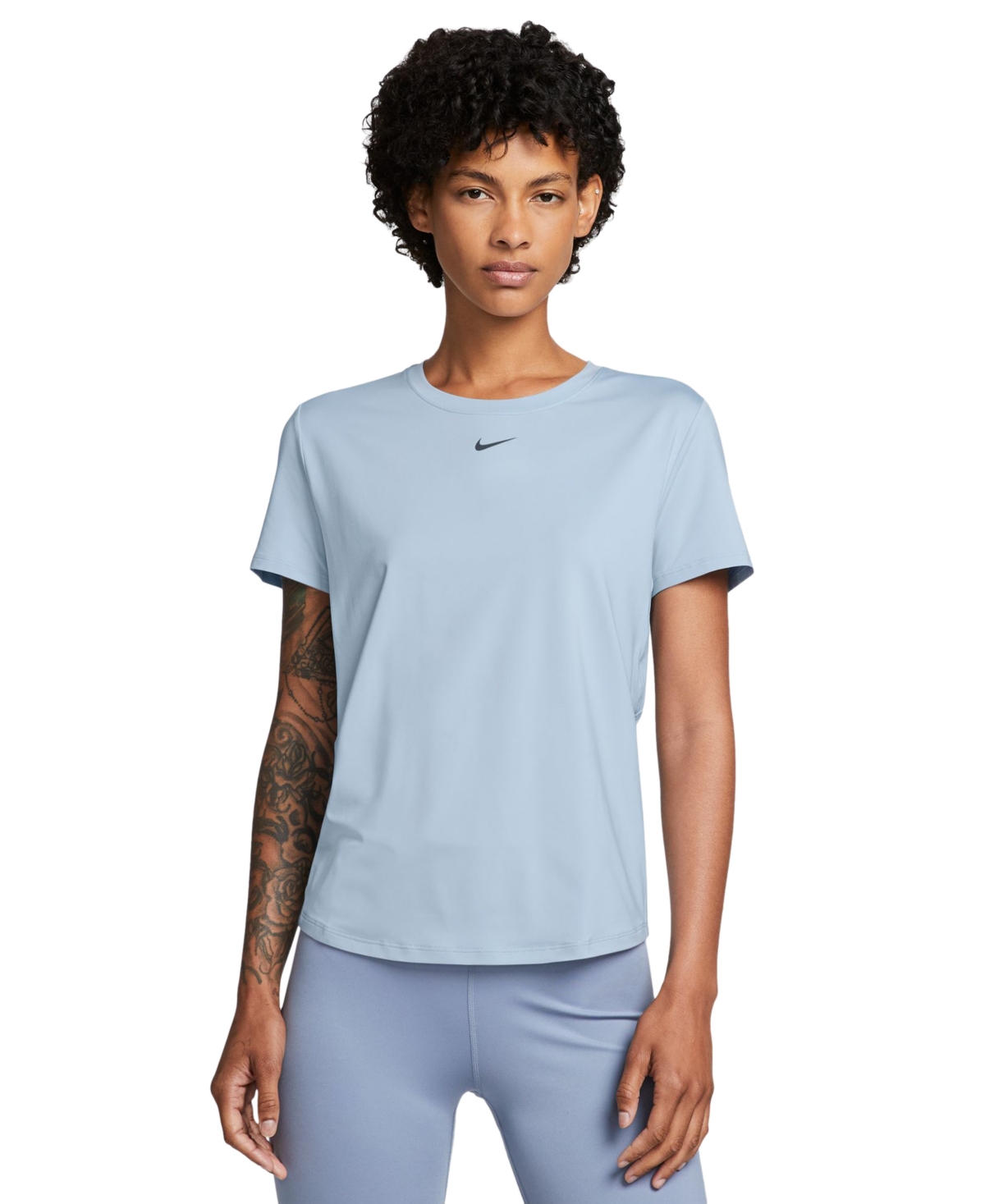 Shop Nike Women's One Classic Dri-fit Short-sleeve Top In Lt Armory Blue,black