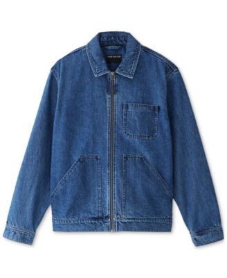 Frank And Oak Men's Relaxed Fit Zip Front Denim Trucker Jacket