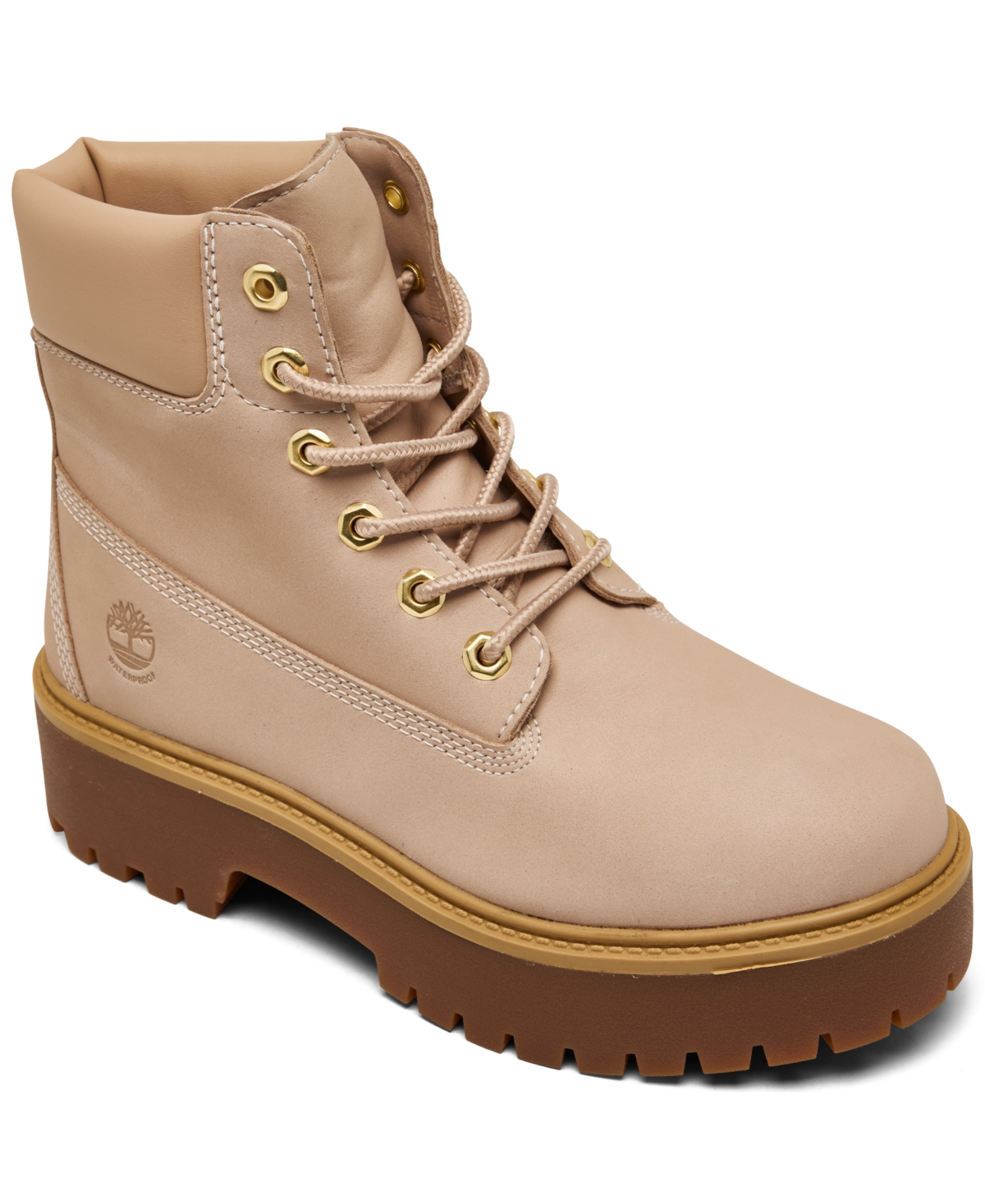 Shop Timberland Women's Stone Street 6" Water Resistant Platform Boots From Finish Line In Rugby Tan