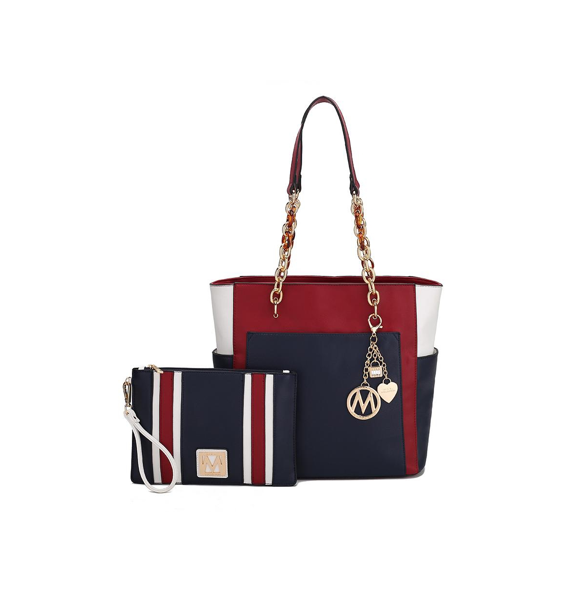Mkf Collection Rochelle Color Block Tote Bag with Wristlet by Mia K Wine Smart Closet