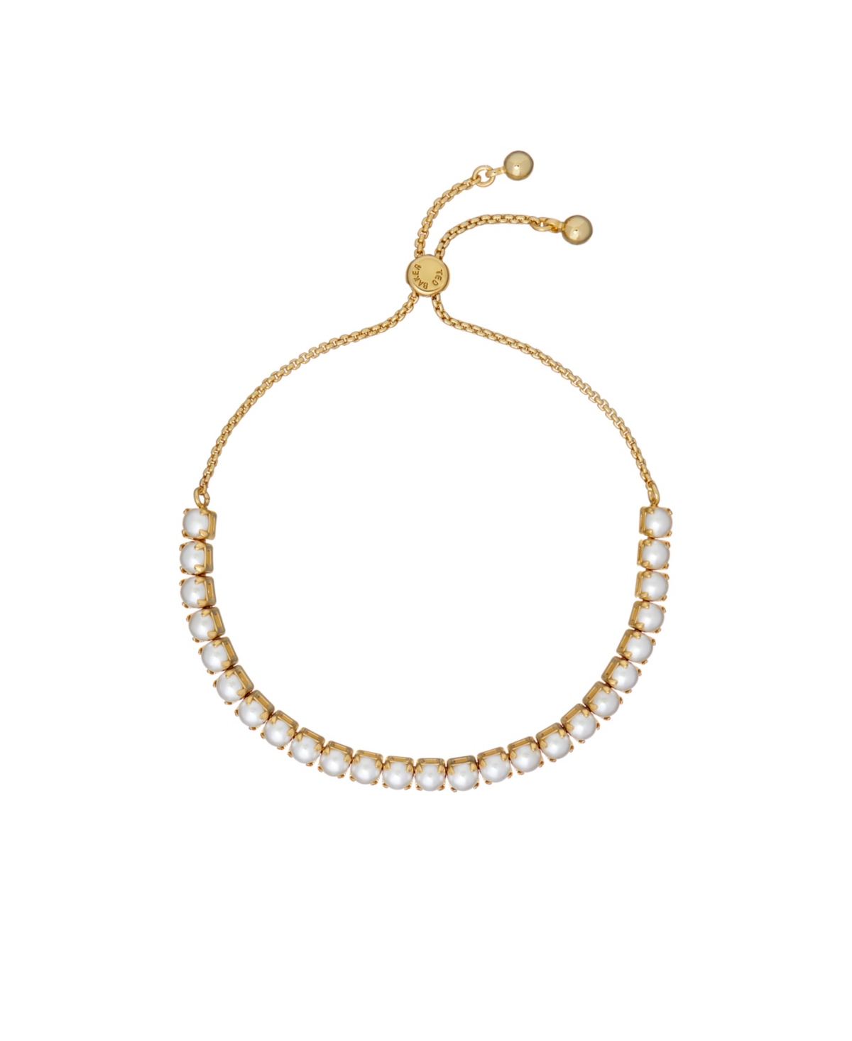 Perrmel: Pearl Adjustable Tennis Bracelet - Gold