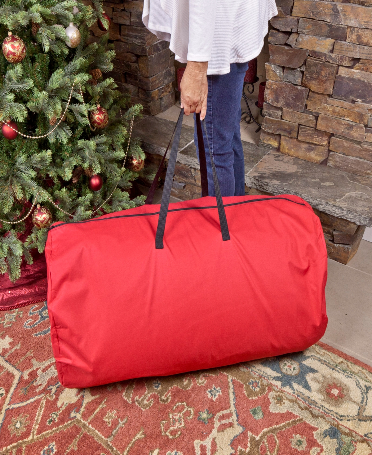 Shop Northlight 36" Multi-use Large Holiday Storage Bag For Garlands Trees Lights Inflatables And More In Red