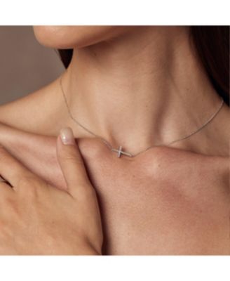 Sterling Silver 18k Gold Plated Horizontal Cross Necklace, Daily Wear, Perfect Gift