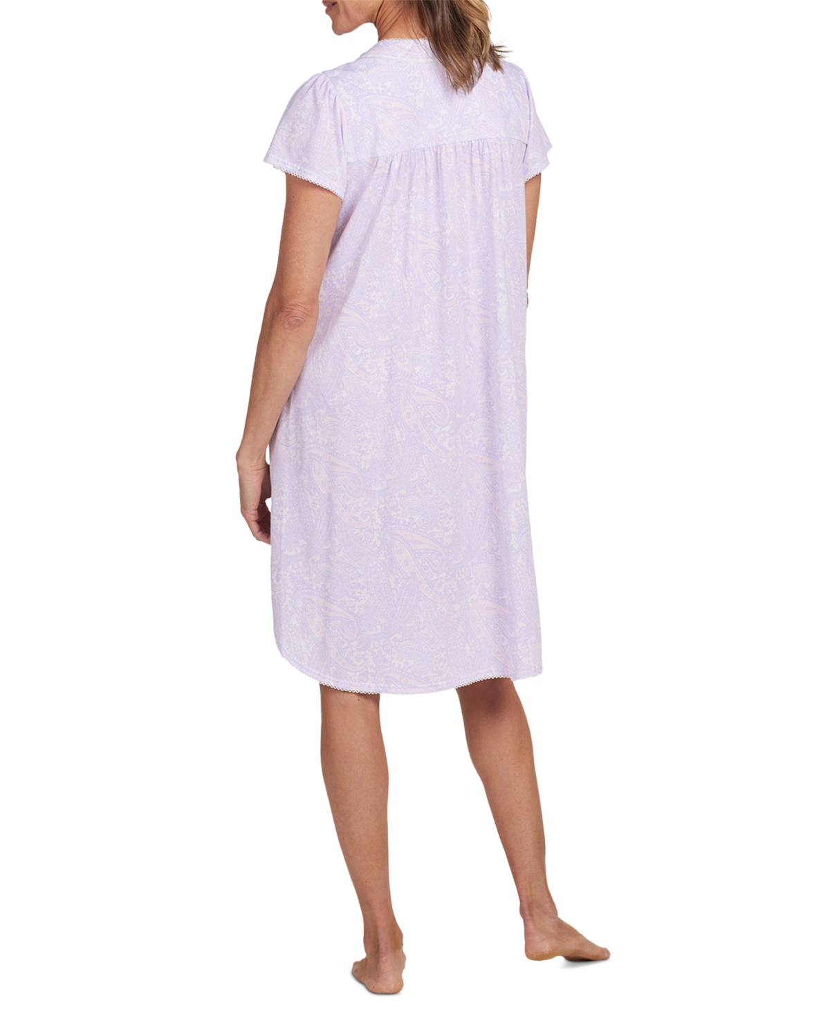 Miss Elaine Women's Paisley Short-Sleeve Nightgown -lilac Paisley