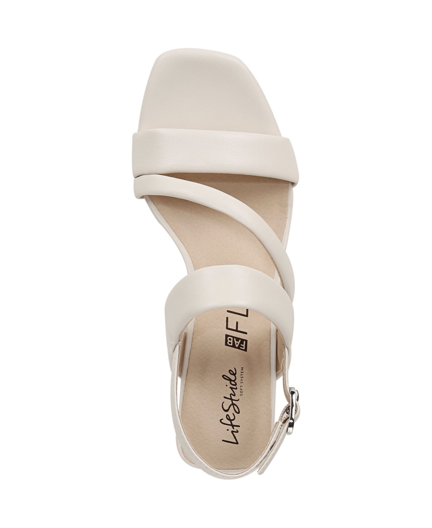 Женские сандалии LifeStride Celia Asymmetrical Block Heel Dress Sandals, цвет: Костяной белая искусственная кожа — фото 4