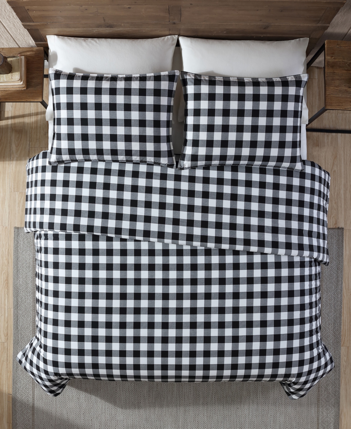 Eddie Bauer Mountain Plaid Cotton Reversible 2 Piece Duvet Cover Set, Twin In Black