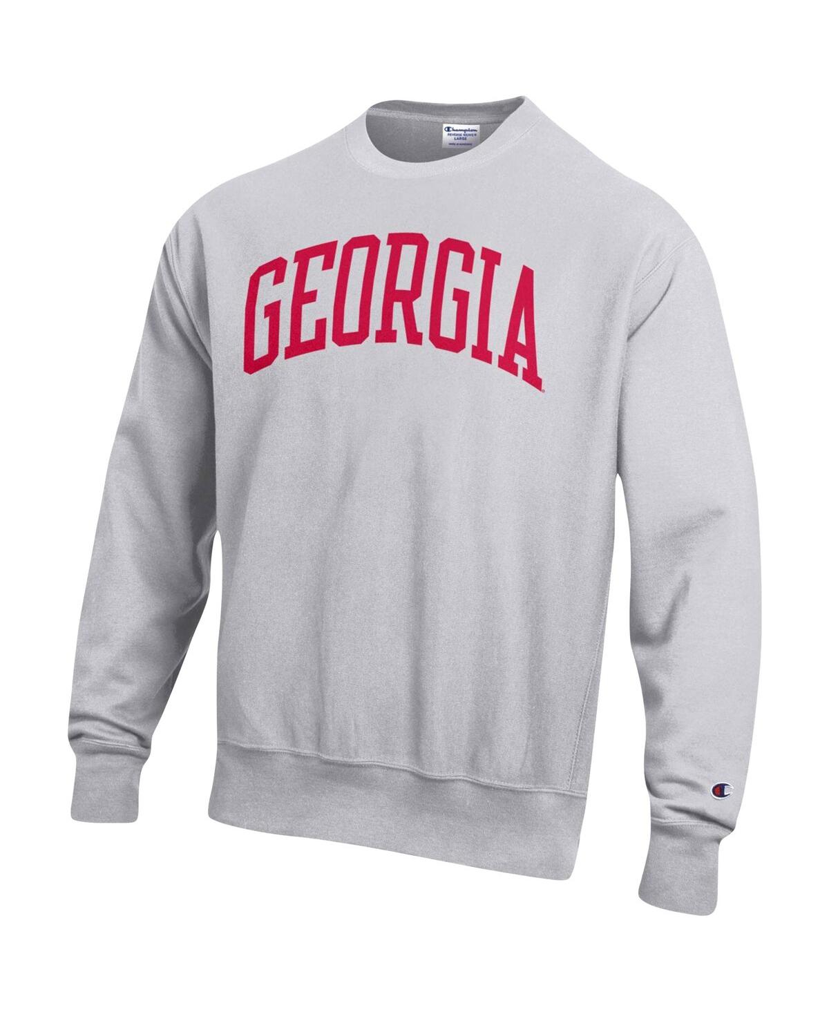 Men's ChampionGeorgia Bulldogs Big and Tall Reverse Weave Fleece Crewneck Pullover Sweatshirt - Heathered Gray