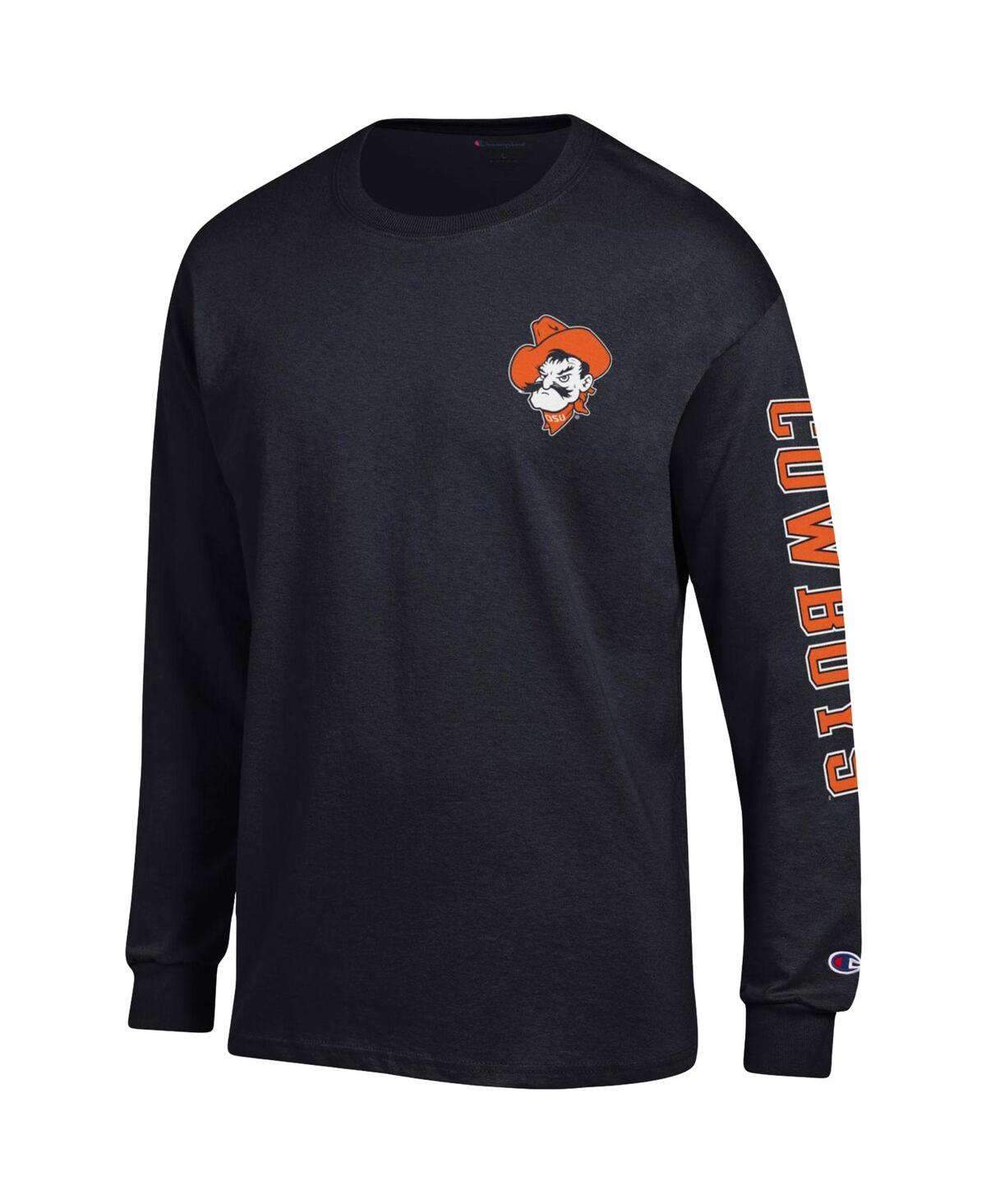Champion Men's  Black Oklahoma State Cowboys Team Stack Long Sleeve T-shirt In Black